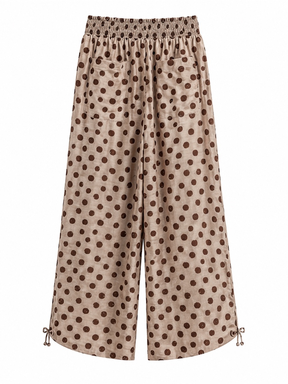 Polka Dot Wide Leg Lounge Pants - Beige & Brown - Picture 2 of 4